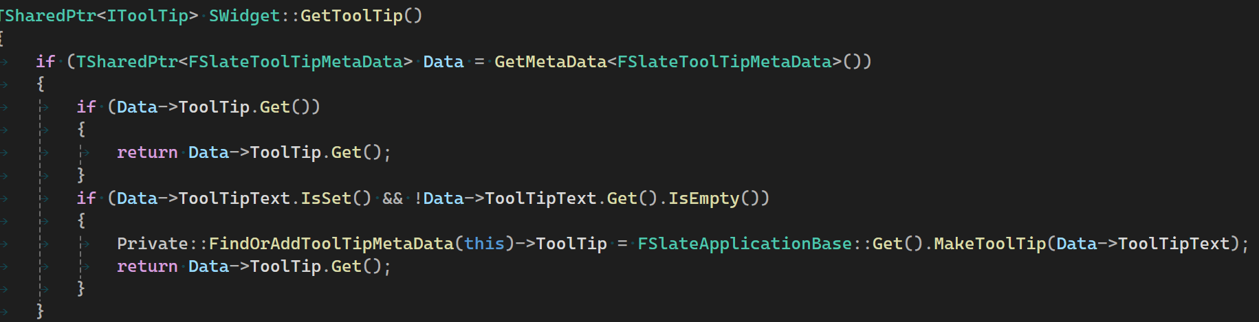 A screenshot of the new GetToolTip function that is now spawning the actual tooltip widget.